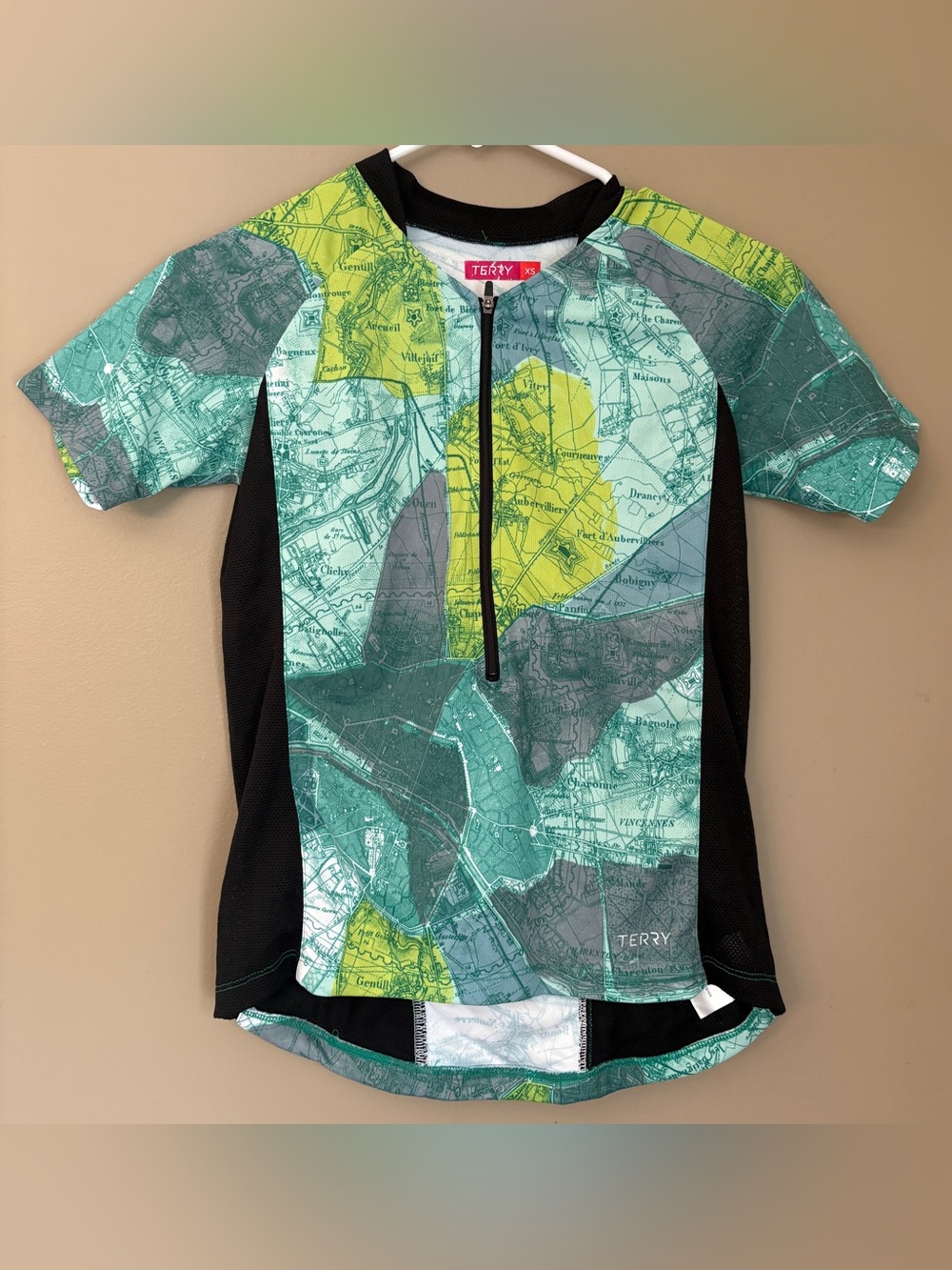 Terry map print cycling jersey XS